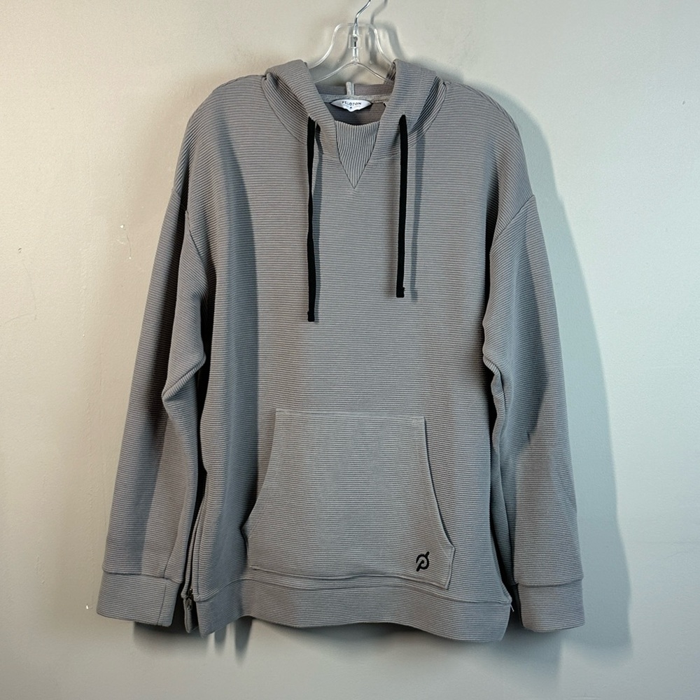 Peloton Medium Gray Ribbed Side Zip Hoodie Size‎ M